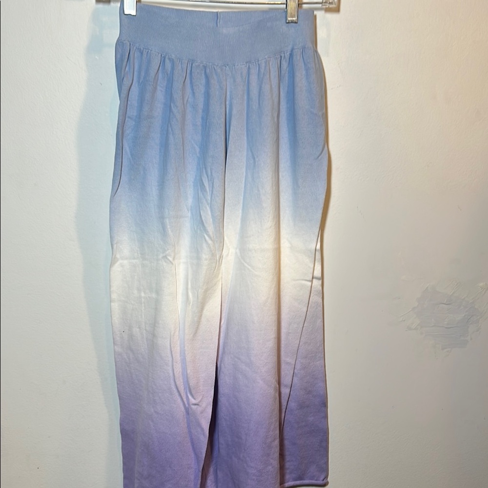 Johnny Was Cotton Tie Dye Ombre Blue, Purple and White Pants XS